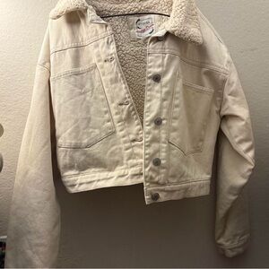 Stoosh Cream Sherpa-Lined Jean Jacket